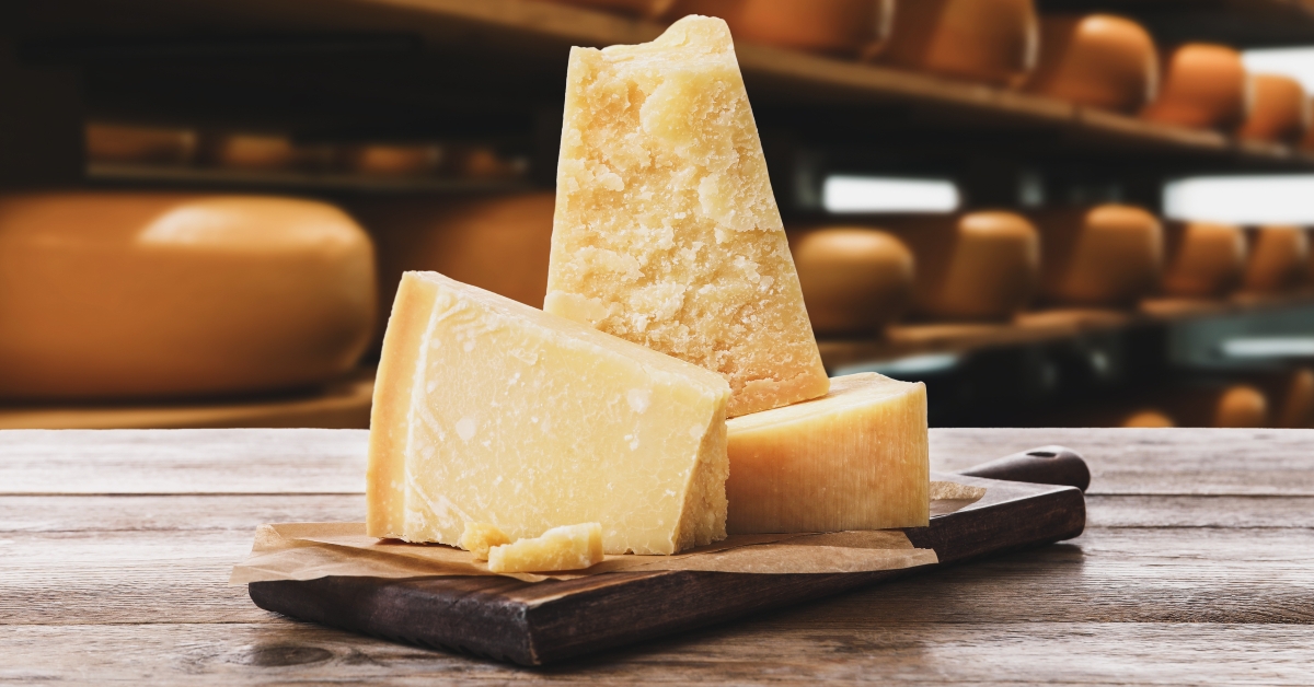 parmesan cheese on wooden table