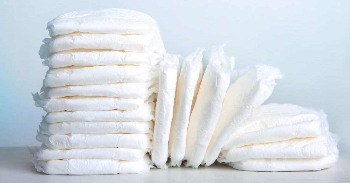 stack of baby diapers