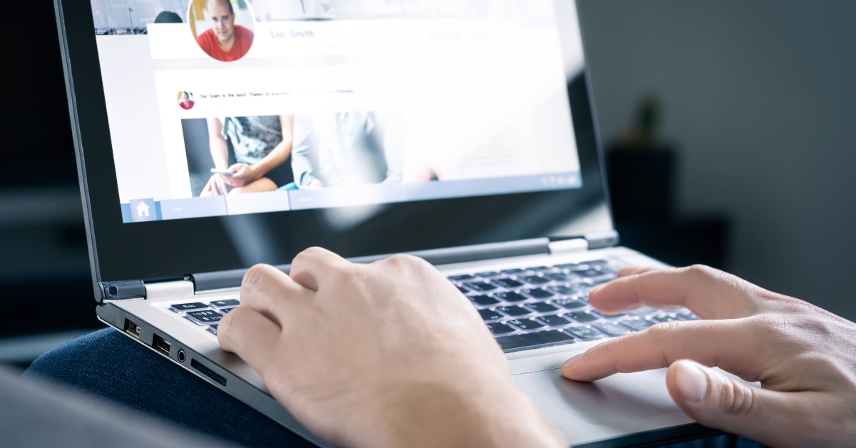 networking site in laptop screen