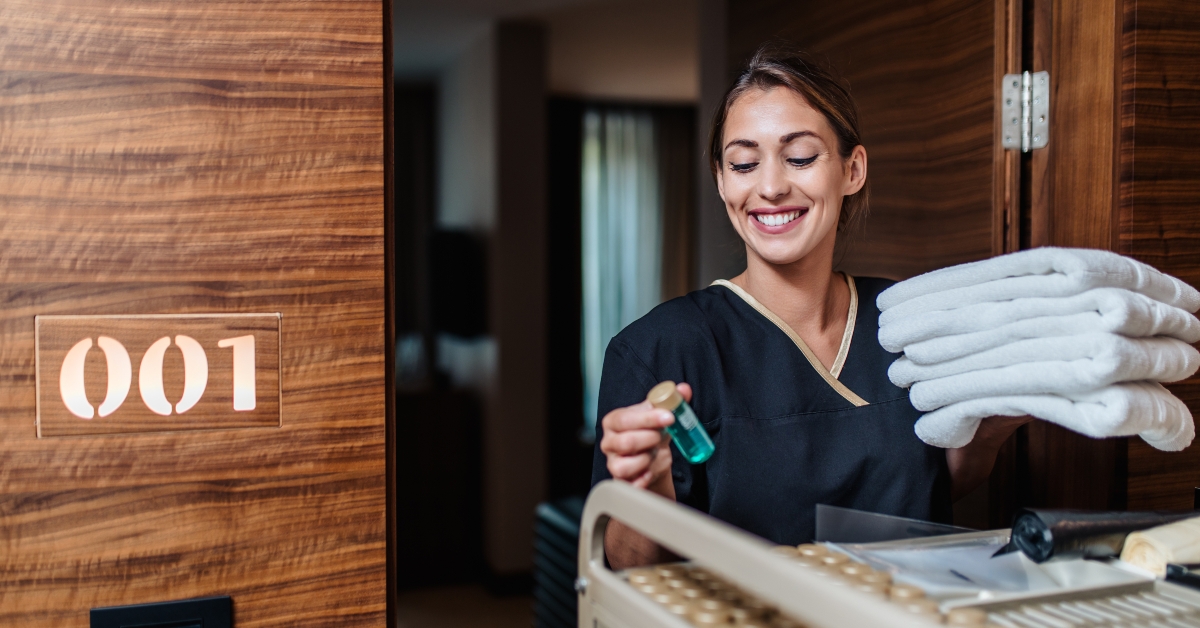 bringing clean towels and supplies