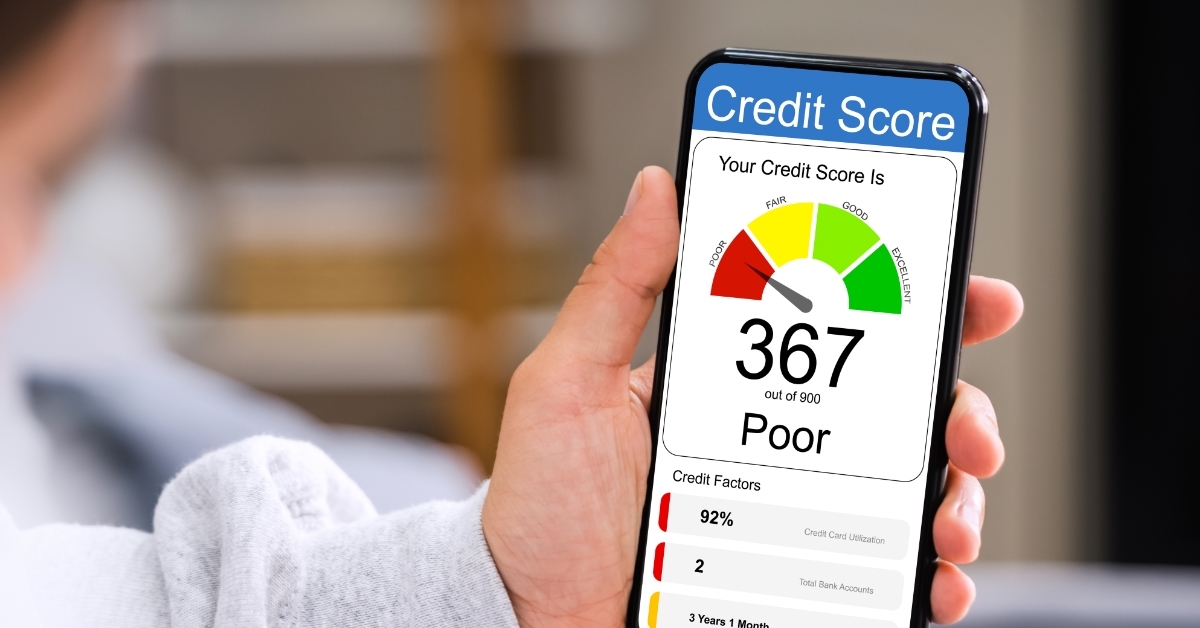 poor credit score on smartphone screen