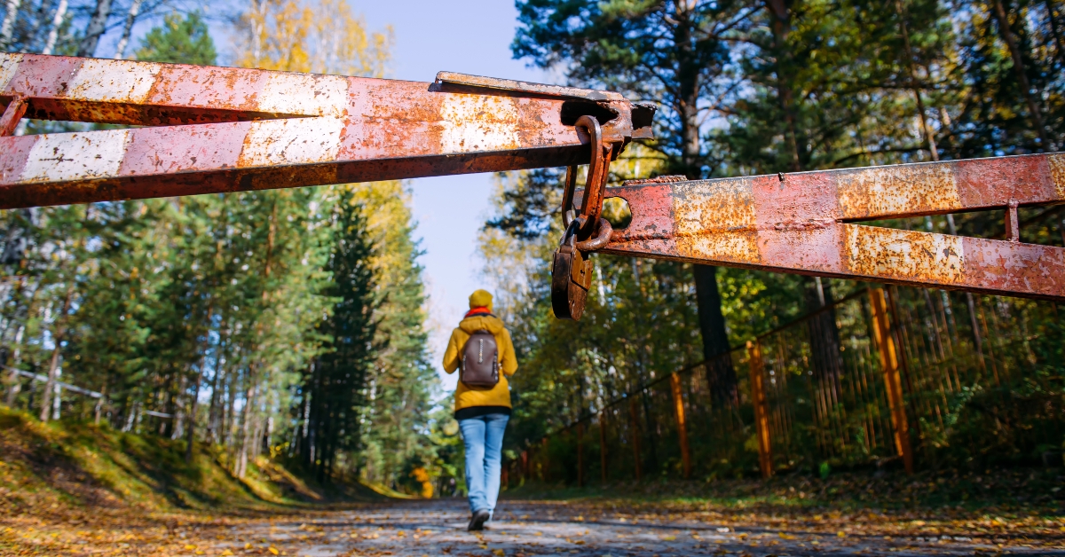 rusty iron gate closed