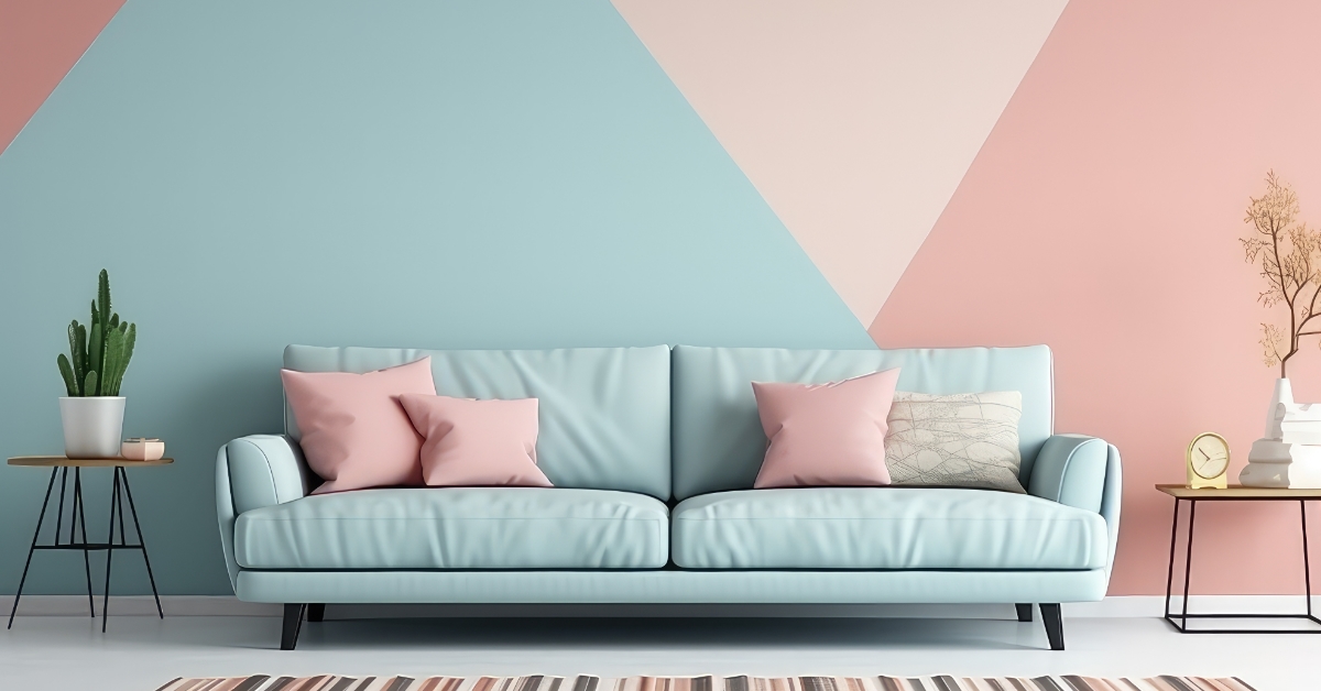 cozy sofa corner with pastel theme