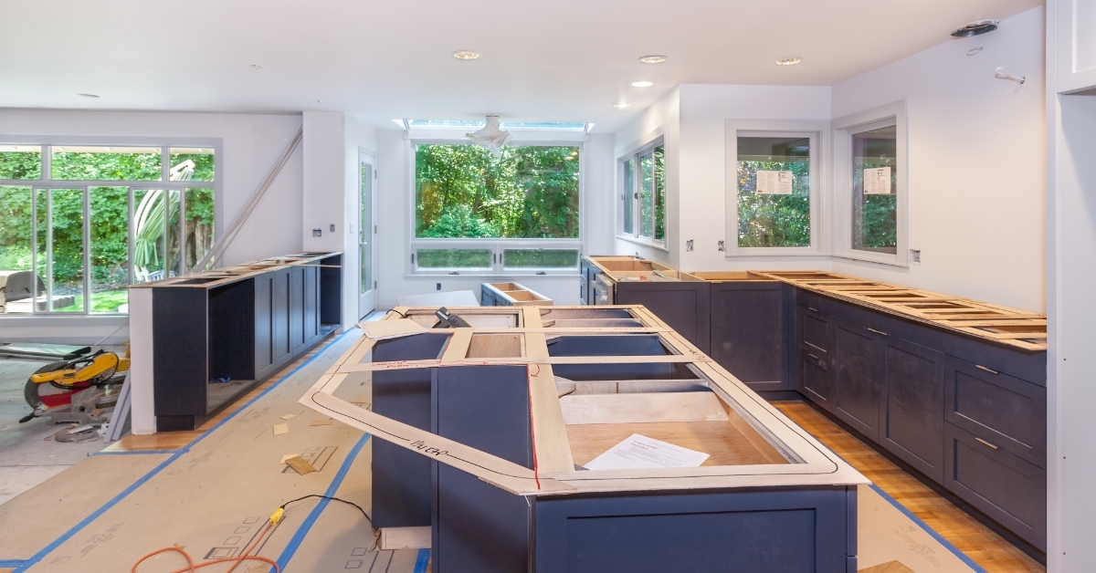 stone countertops in making inside kitchen
