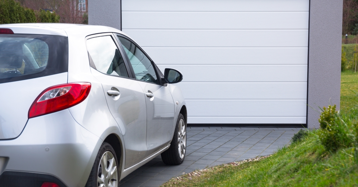 garage in garden with car