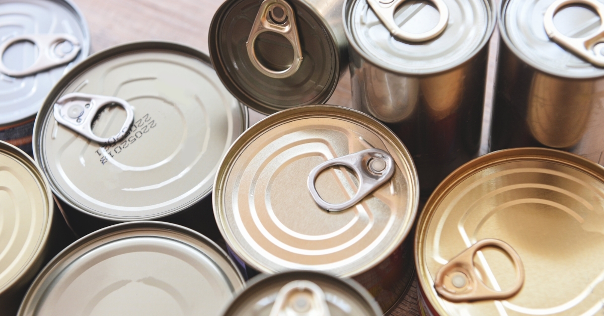 various canned food in metal cans