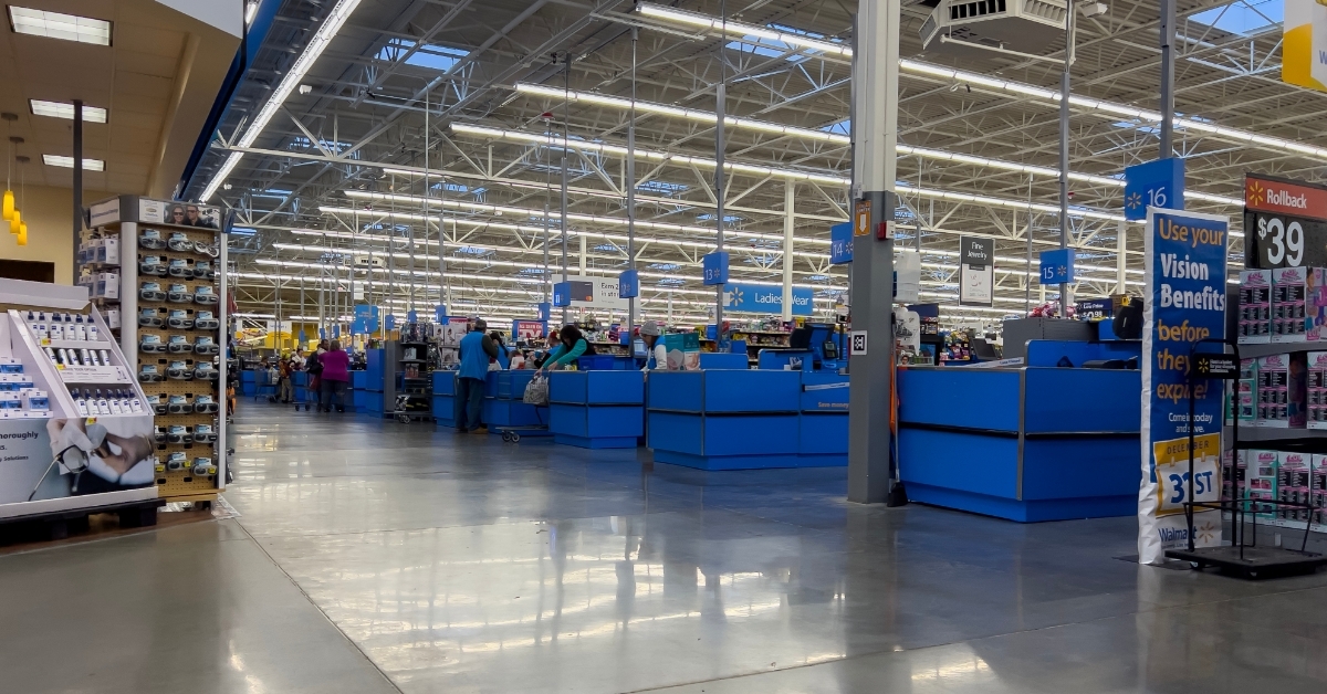 checkout counters inside Walmart