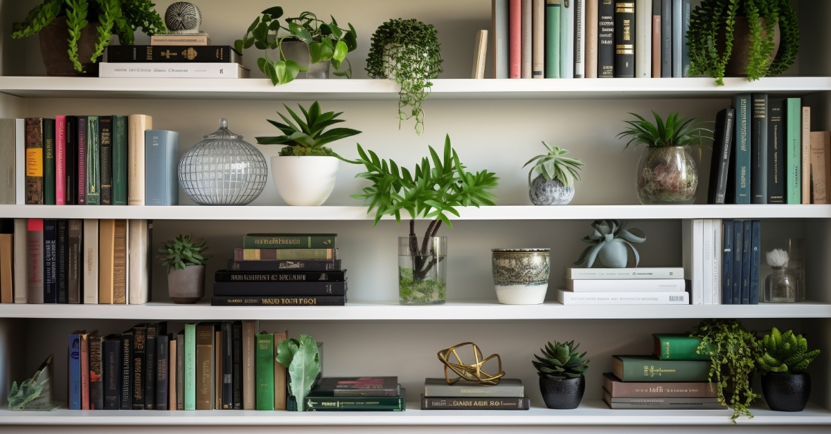 a contemporary bookshelf arrangement