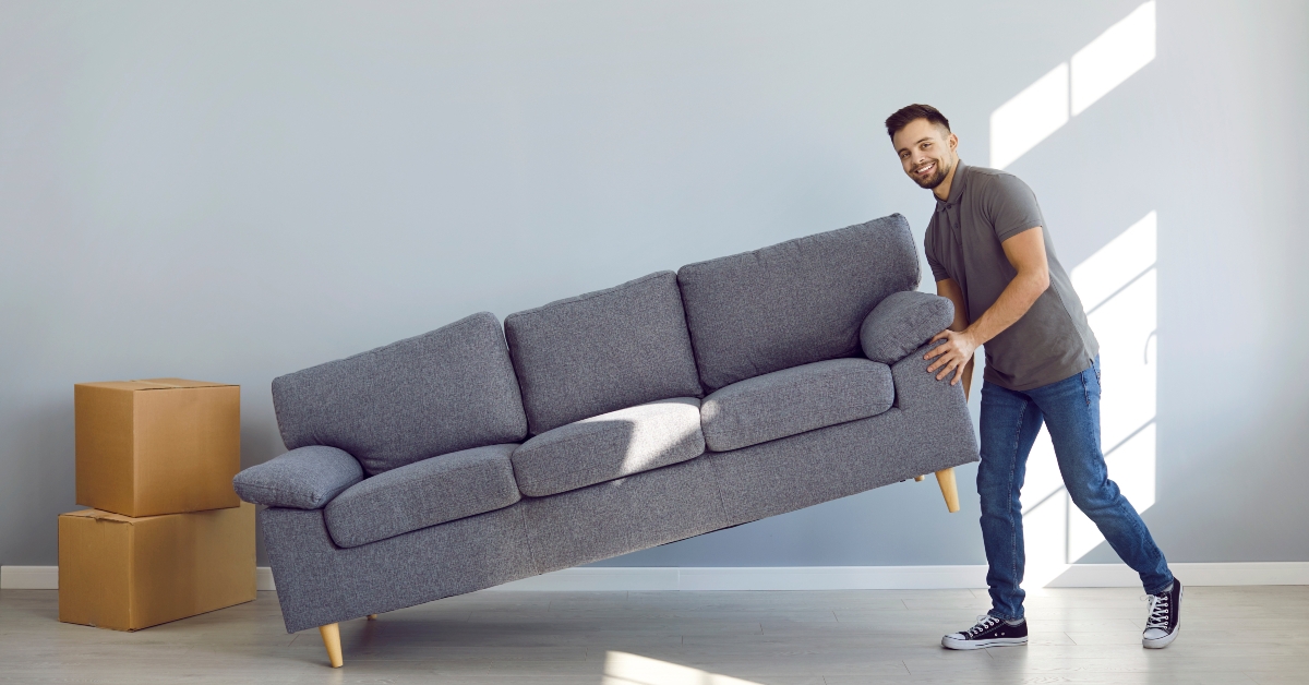 man furnishing his new apartment