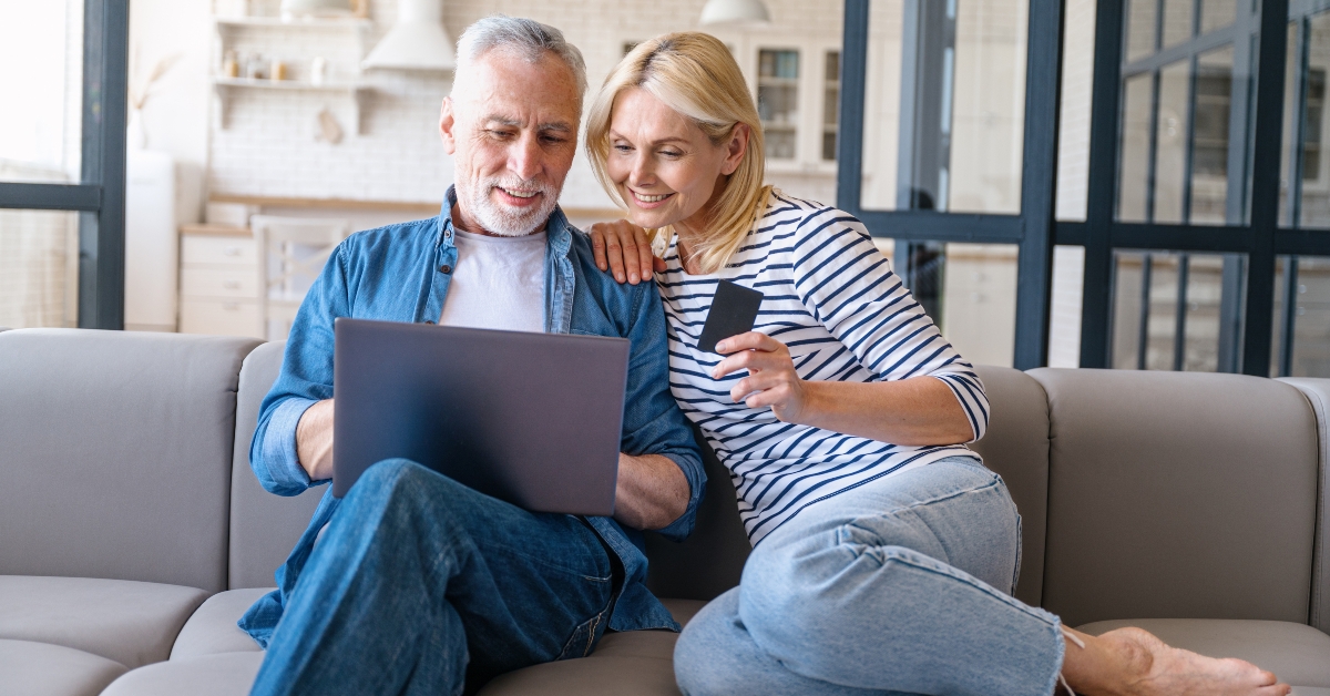 mature couple buying online