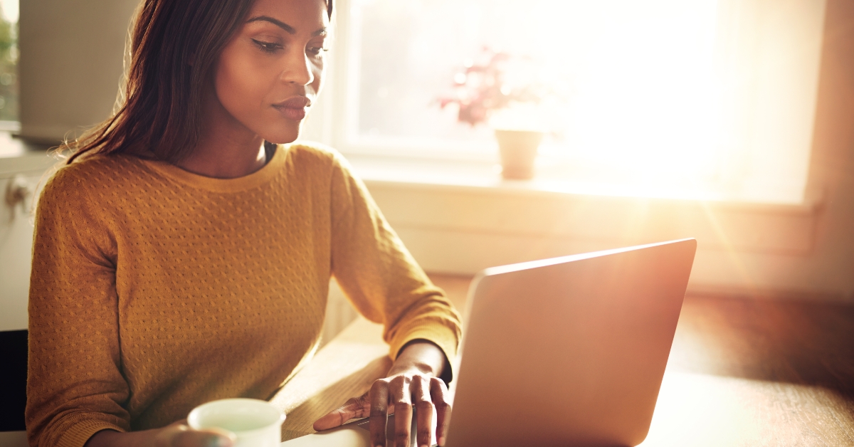 woman checking her computer