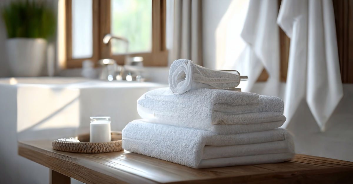 clean white towels in bathroom