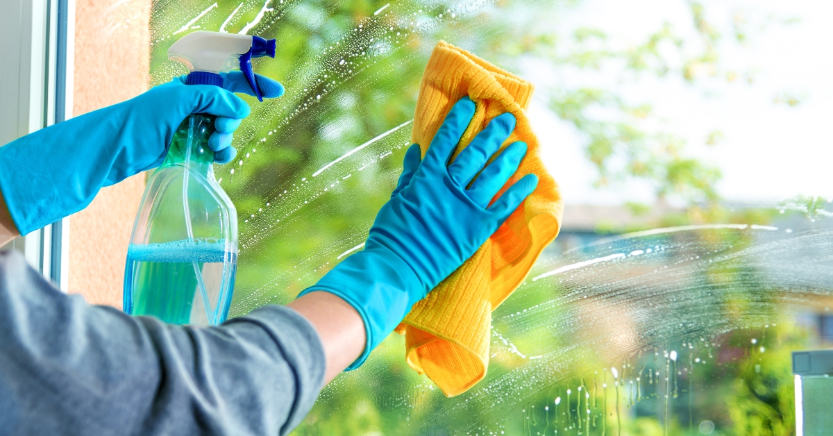 cleaning window pane