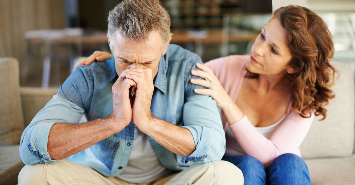 frustrated mature couple