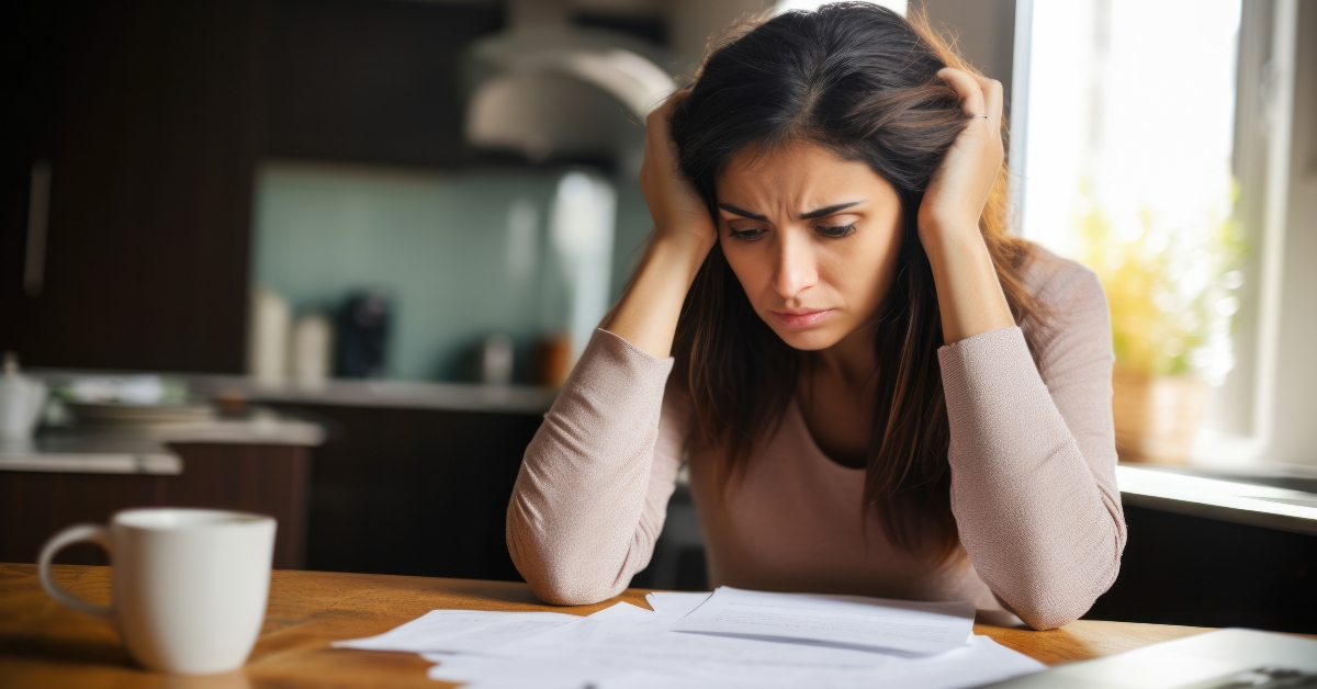 woman worried about bills and debt