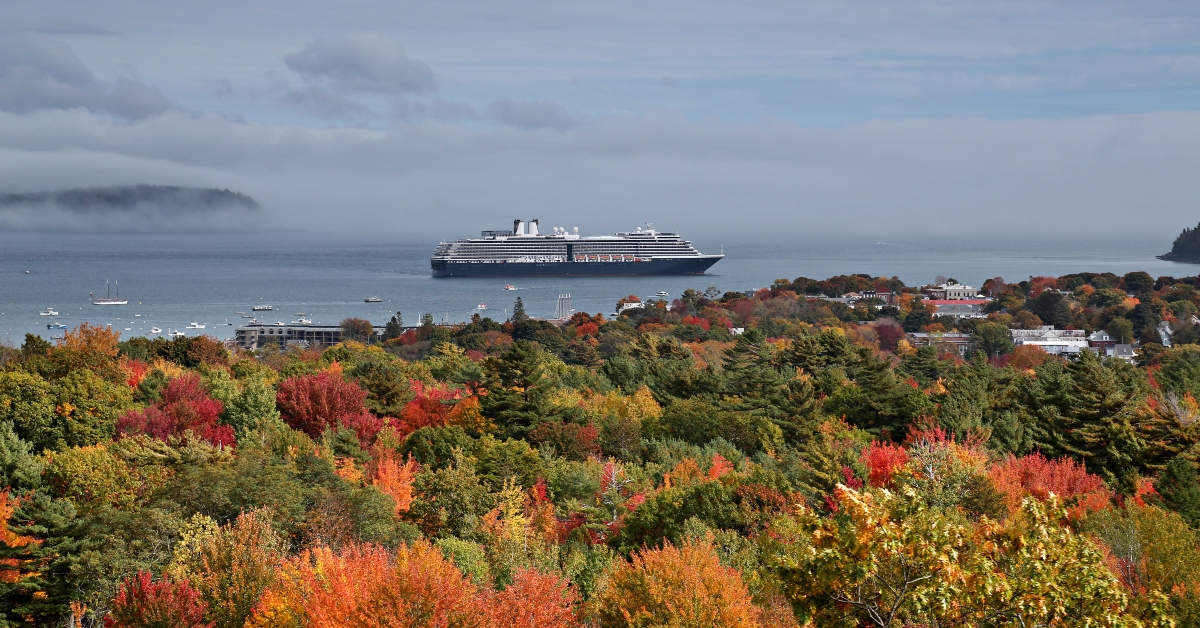 overlooking fall and cruise ship