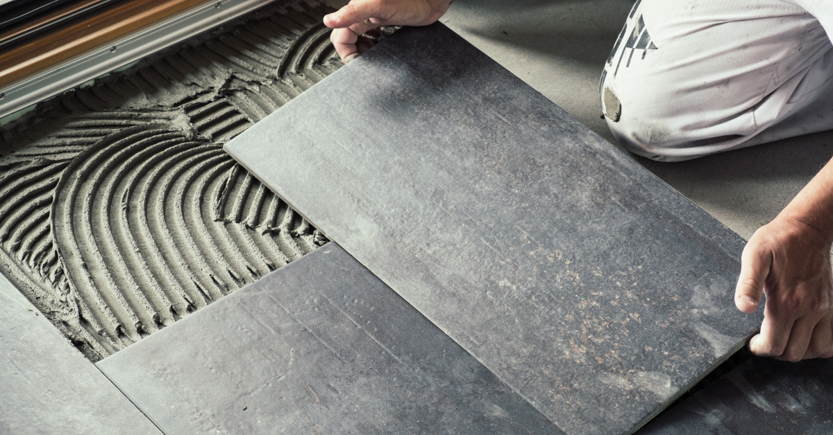 dark grey ceramic floor tiles