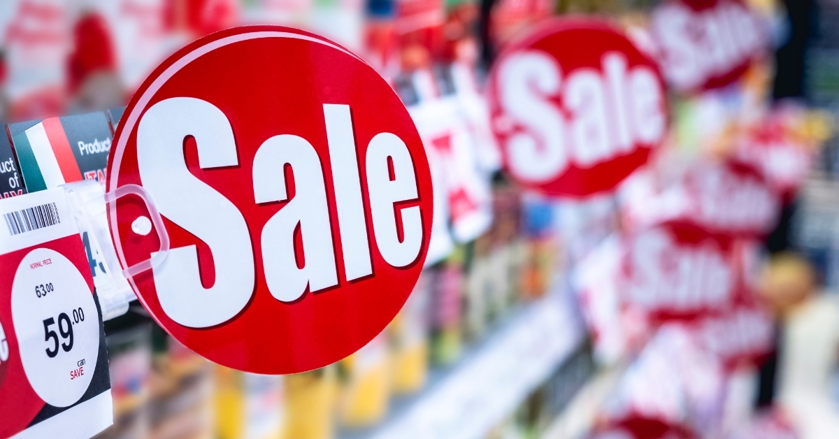 Sale signage at Supermarket shelf