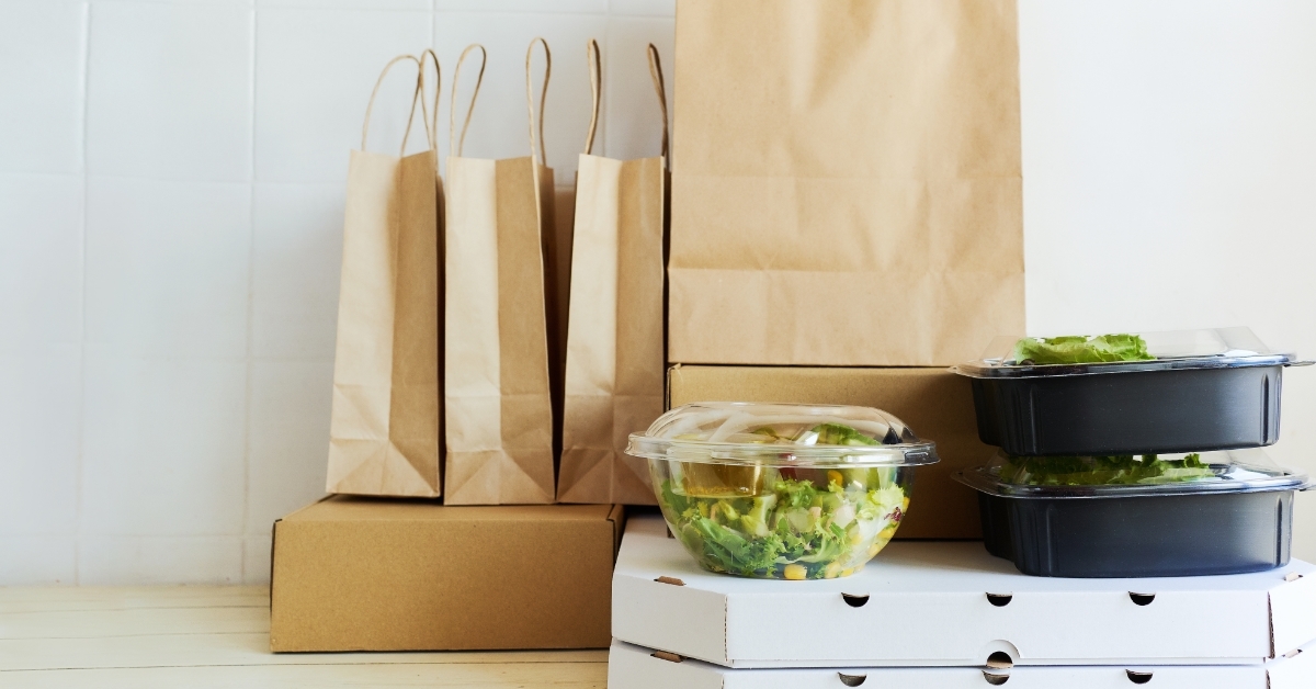 takeaway food containers on table