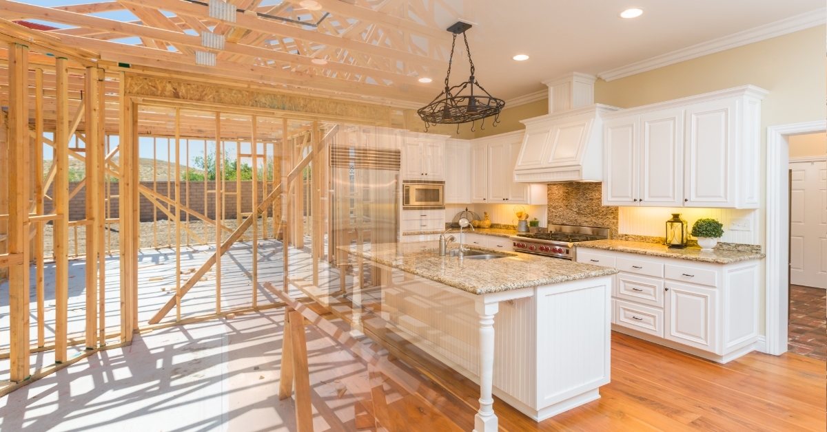 construction frames inside kitchen
