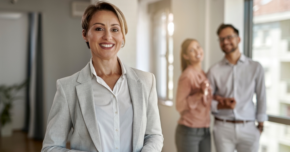 happy female real estate agent.