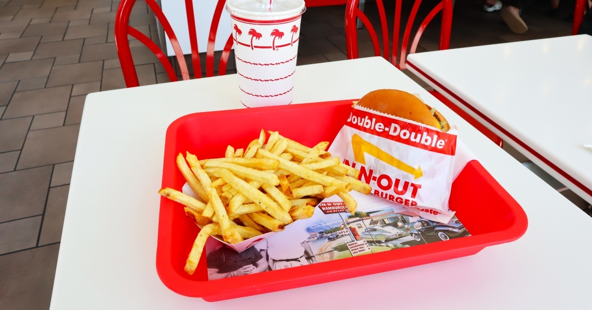 double burger and french fries