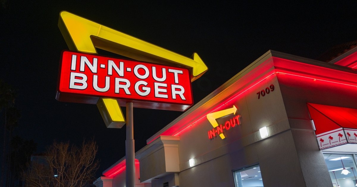 neon in n out burger sign at night