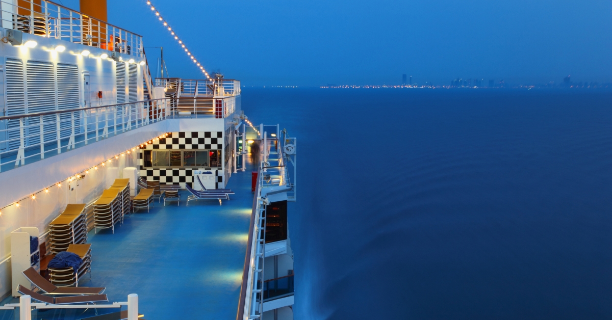 illuminated cruise ship