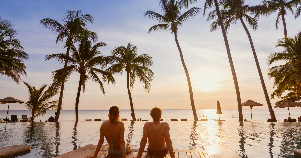 couple on the beach at sunset