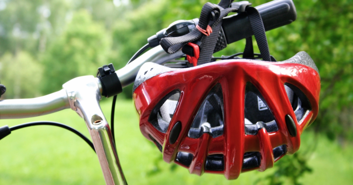 red bicycle helmet