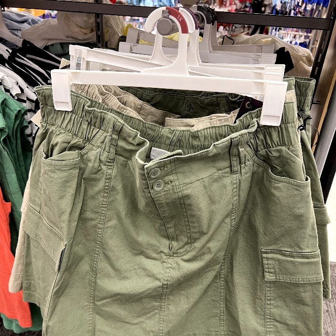 women's high-rise cargo mini a-line skirt