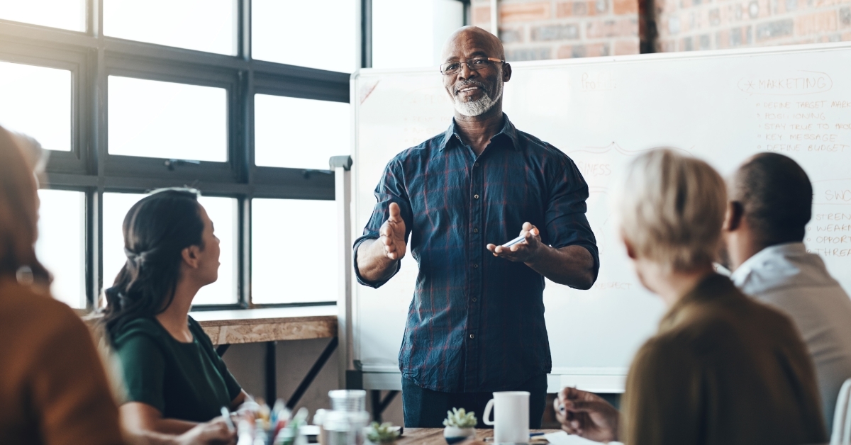 business man doing presentation