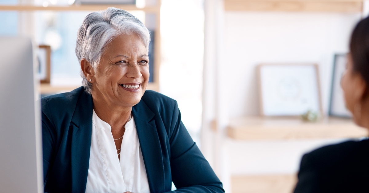 senior woman interviewing female candidate