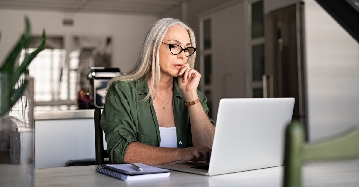 senior woman working from home