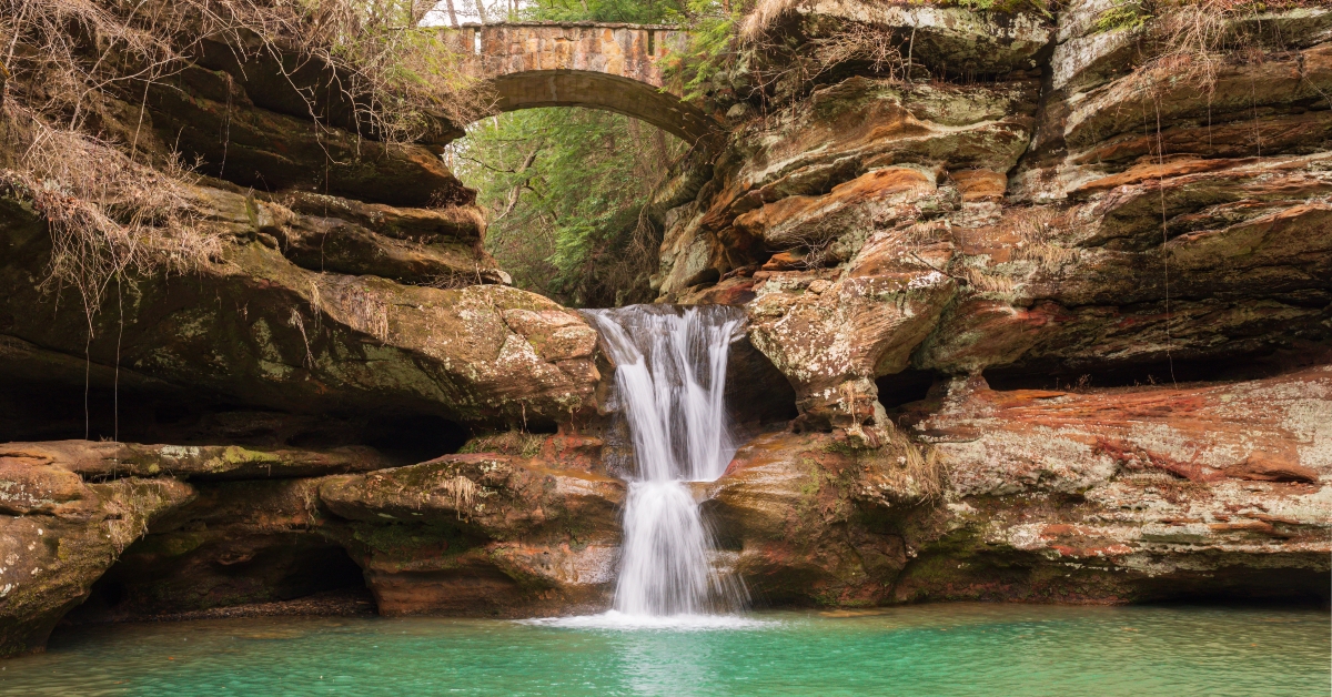 cascading waterfall flowing