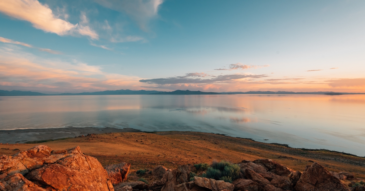 great salt lake at sunset