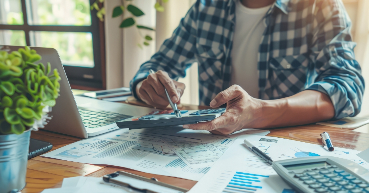 man handling finances