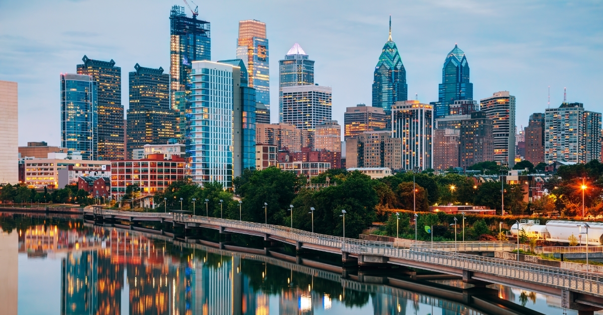 Philadelphia skyline at night