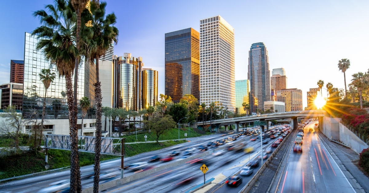 traffic at Los Angeles downtown highway