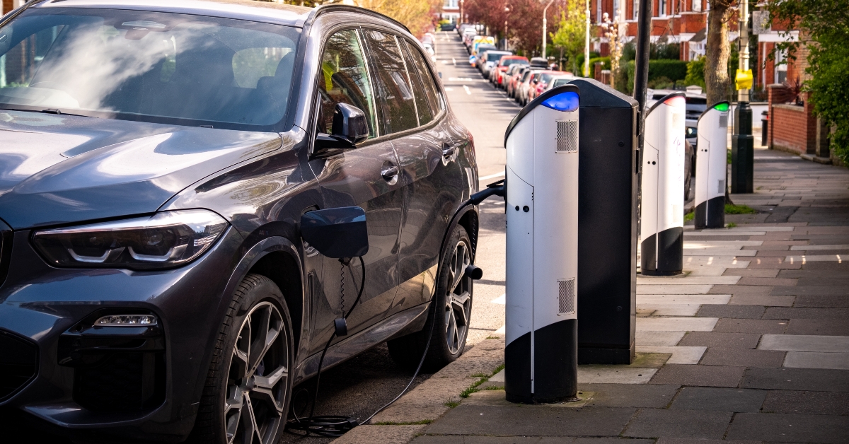 an electric car on-street
