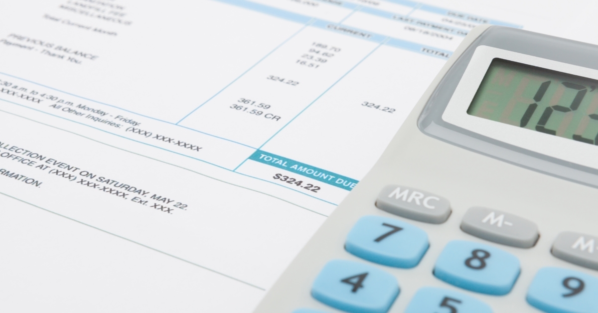 Unpaid utility bill besides calculator
