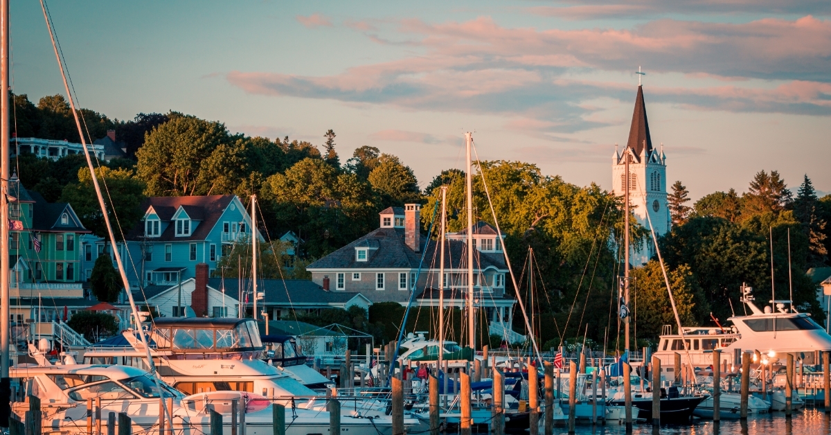 Mackinac Island with Saint Anne's church