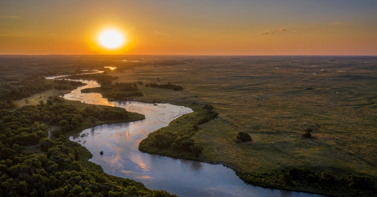 sunrise over Dismal River Nebraska Sandhills