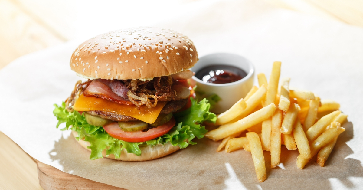 big tasty burger and fries