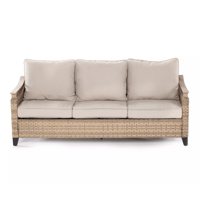 wicker cushioned patio sofa