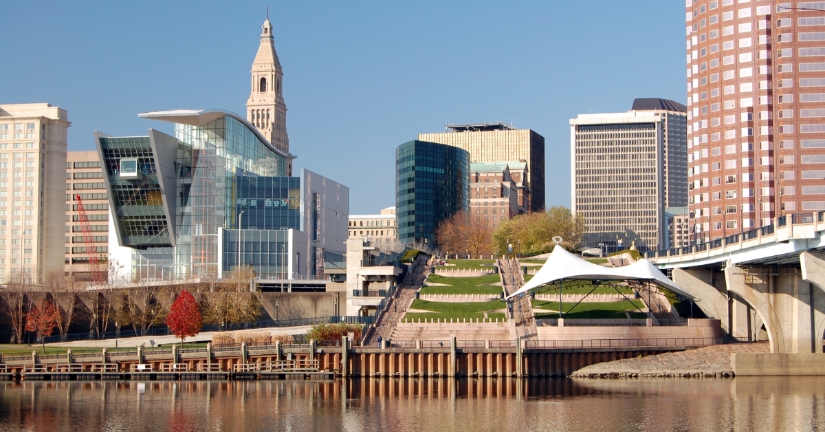 Hartford Connecticut skyline during autumn