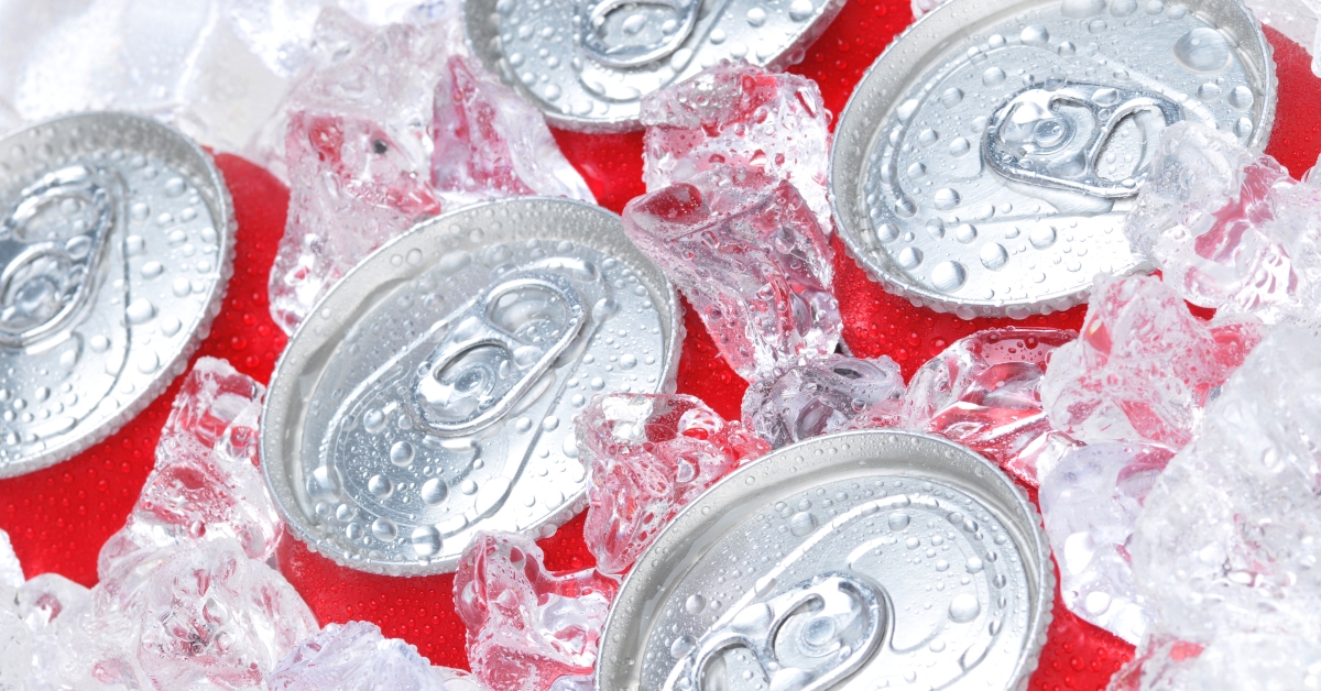 soda cans in ice