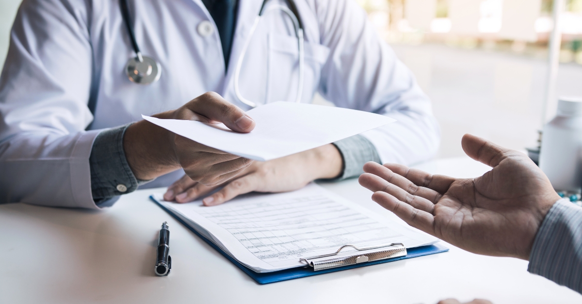 doctor talking in clinic room 