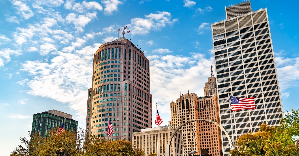Downtown Detroit from Hart Plaza