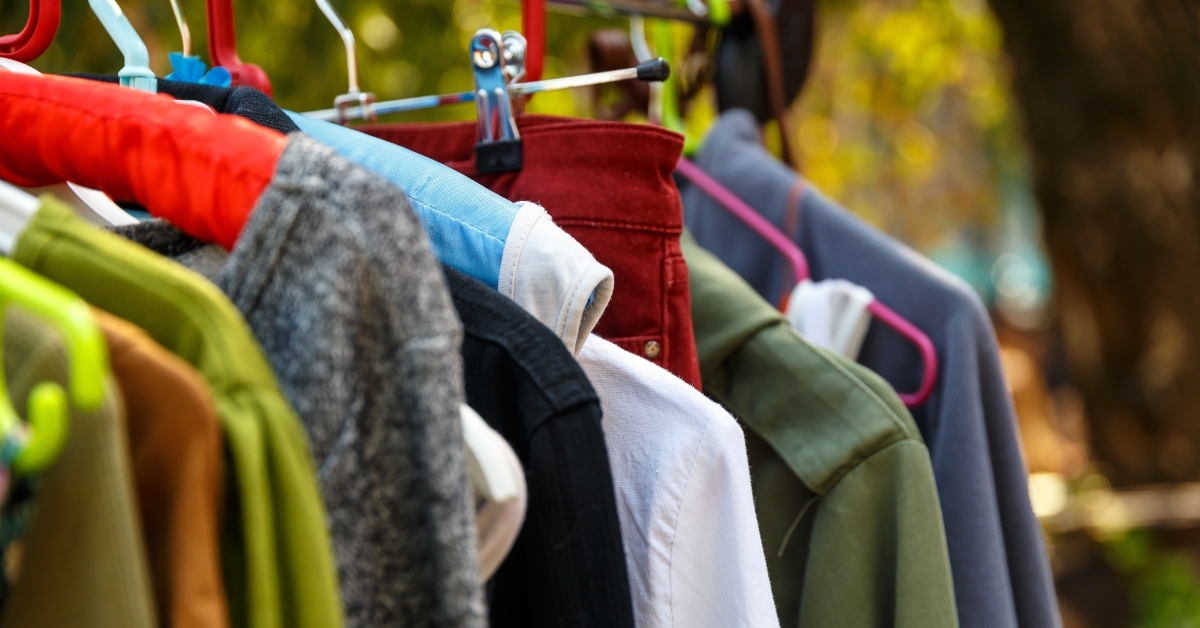 clothes for sale at garage sale